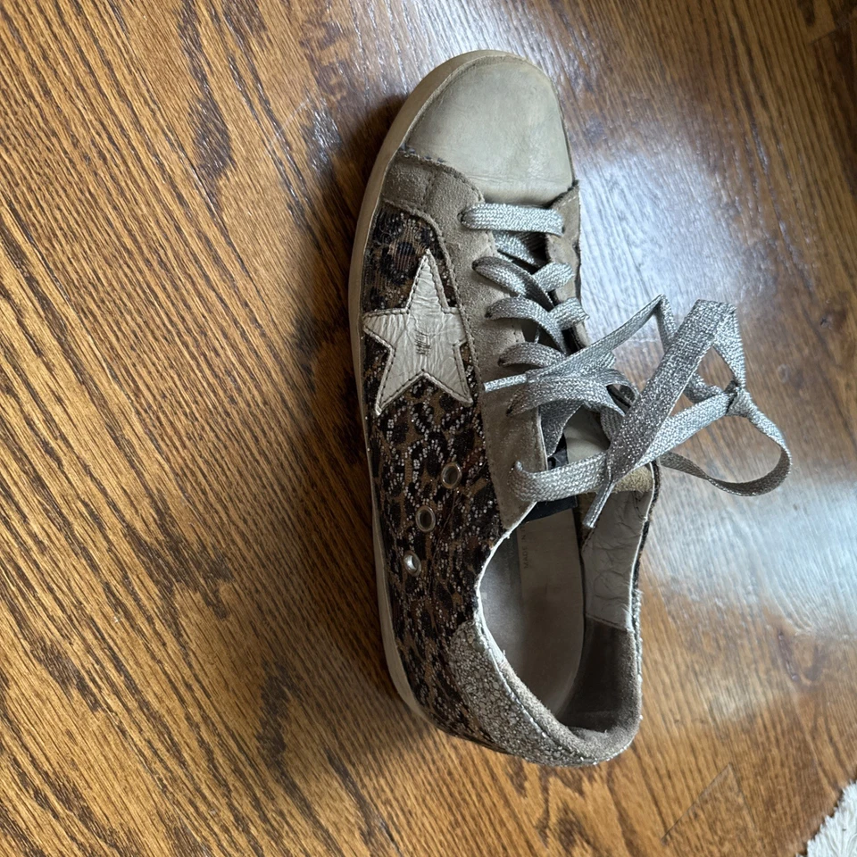 Golden Goose Superstar GGDB Size US 7.5 Silver Glitter Black/Brown/Tan Leopard - Image 3 of 4