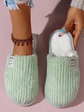 UK6–6.5(CN40–41) Plush Slip-On House Slippers–Fluffy Fur Indoor Slide Slipper-UK