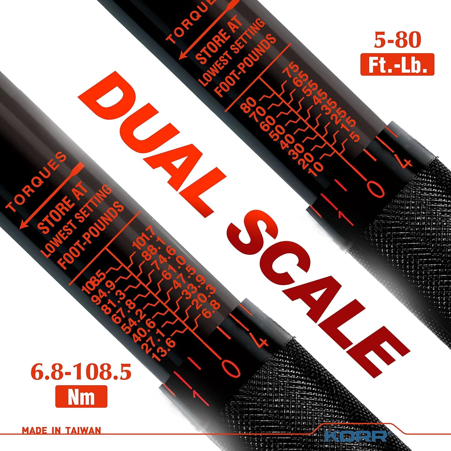 KORR Tools KTW002 3/8-Inch Drive Click Torque Wrench (5-80 Black,orange 