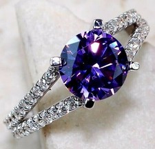 2CT Amethyst  White Topaz 925 Sterling Silver Ring Sz 7 UB3-8