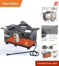 Heated Cat Shelter Outdoor Waterproof Large Cat House with Window  Cushions