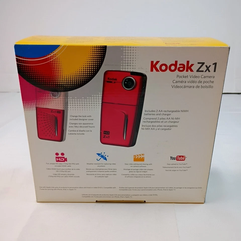 Kodak Zx1 Pocket Video Camera Pink Rose 720p 60fps Weather Resistant Brand New - Image 3 of 4