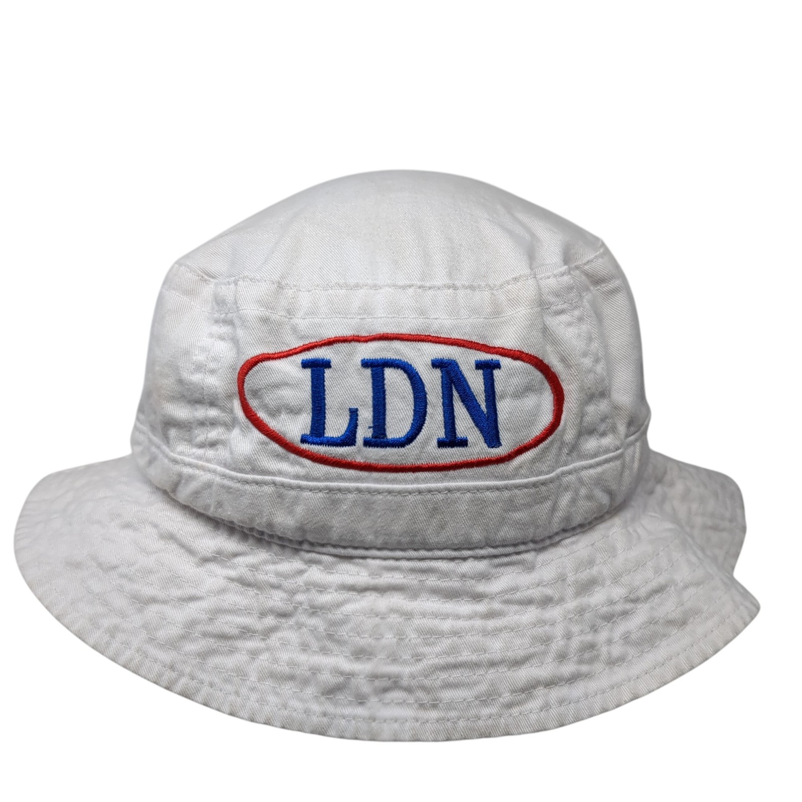 LDN Bucket Hat Solid White Large Embroidered Outd… - image 1