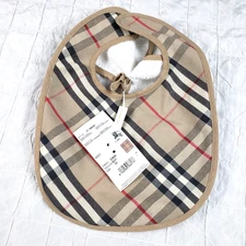 NEW Burberry Baby Bib 2-piece Set Waterproof Cotton Coated Nova Check Plaid NWT