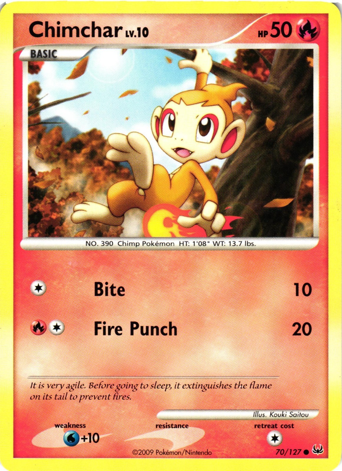 Pokemon TCG Chimchar Lv.10 Platinum 70/127 Regular Common Card LP