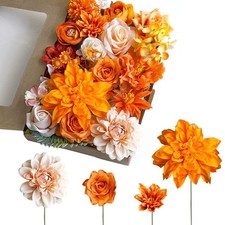 Thanksgiving Artificial Flowers Combo Set Fall Silk Rose Orange Box Wedding