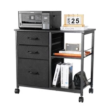 Uimoso Mobile Metal File Cabinet 3 Fabric Drawers Mobile Printer Stand Lockable