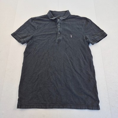 ALLSAINTS Poloshirt Small Schwarz Herren 100% Baumwolle Freizeit