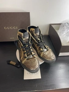 Baskets montantes Gucci paillettes or noir homme taille 7 US / 41 EU