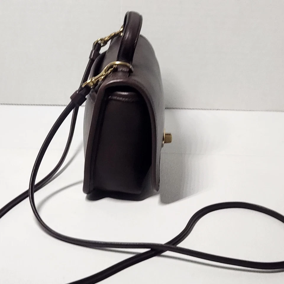 Vtg COACH Casino Bag 9924 USA Made Small Turnlock Satchel Crossbody Dark Brown - Image 2 of 4