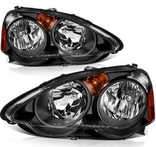 Fits 2002-2004 Acura Rsx Dc5 Headlamps Black Housing Headlights Assembly Pair