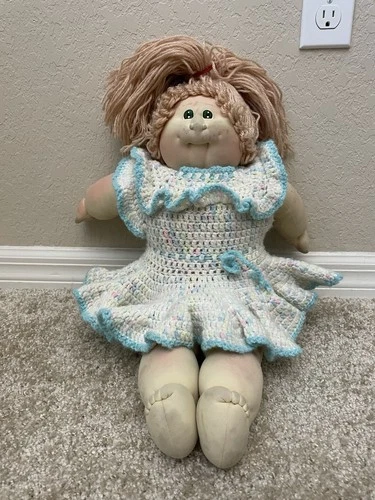 Xavier Roberts Cabbage Patch Kids Green Eyes Handmade Crochet Dress 1978