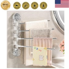 Swivel Towel Bar - Strong Suction Cup Stainless Steel 4 Arm, Folding Bathroom...