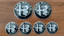 Set of 6pcs Alfa Romeo BLACK DESIGN GIULIA style emblem badge logo insignia