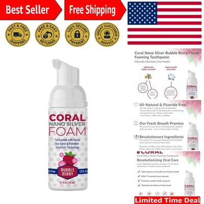 Bubble Berry Kids Toothpaste - Coral Calcium, Fluoride Free, 4oz Foaming Formula