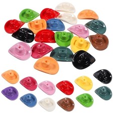 50 Pcs Mini Western Cowboy Hat Bead, 12 Colors Cowboy Hat Theme Acrylic Beads,
