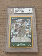 2007 Bowman Draft Chrome - Tim Lincecum (RC) GOLD Refractor /50 BGS 9 WOW!