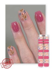 Oauee Semi Cured Gel Nail Strips Muted Purple Flower UV Light Needed