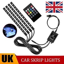 Car Interior Footwell LED Strip Lights RGB Multicolour Remote Atmosphere Lamp UK