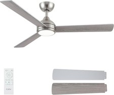 Ventilatore da Soffitto con Luce, 132cm Argento/Legno Memoria 3 CCT Dimmerabile