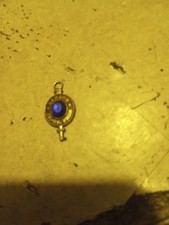 Samson Jr-Sr Prom Blue Stone Inlay Necklace Charm Gold Tone