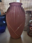 vintage Anchor Hocking "Seashell" ribbed pink glass vase,