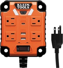 Klein Tools 29601 Magnetic Power Strip with Surge Protector, Extension Orange