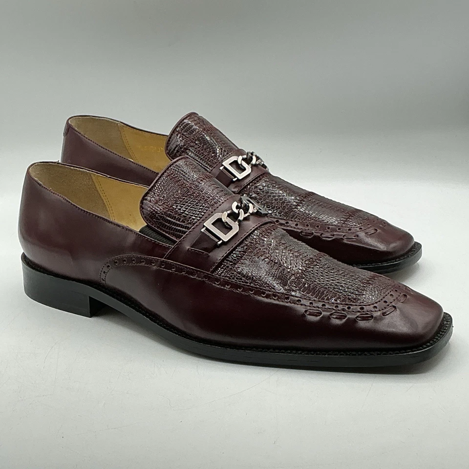 NUEVO Steve Harvey Hombres Genuino Lagarto Zapatos Marrón Sin Cordones Talla 10 Foto 3 de 4