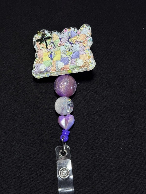 Retractable ID Holder Badge Reel With Dragonfly Charm