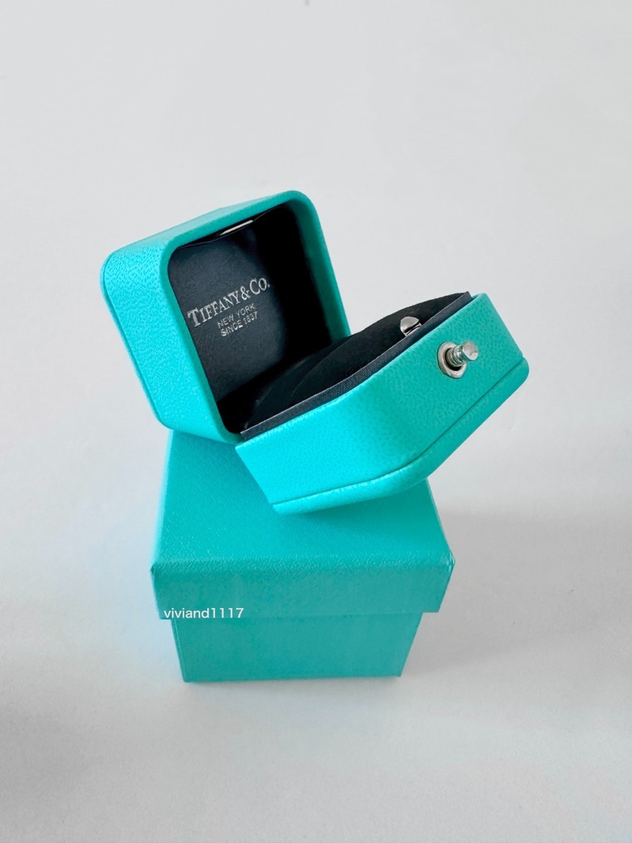 Tiffany & Co 2''x 2'' Blue Leather Empty Ring Box and Blue Gift