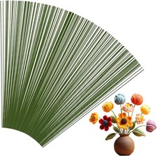 Floral Wire Stems, 26 Gau 14 Inch Artificial Flower Stems, Green