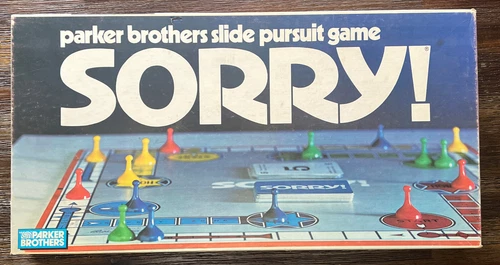 Vintage Parker Brothers 1972 Sorry Board Game Complete Sorry! Slide Pursuit Game