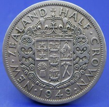 NEW ZEALAND 1/2 CROWN  1949  / SNIFF'S  ANCIENT COINS T-4/5