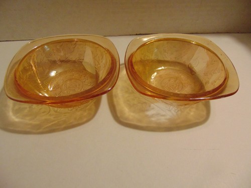 2- Jeanette Glass Floragold Louisa 4.5" Square Bowl - Picture 7 of 8