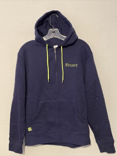 Felpa con cappuccio Amazon AWS re: Invent Logo Full Zip Blu Navy Uomo Taglia S - Foto 2 di 11