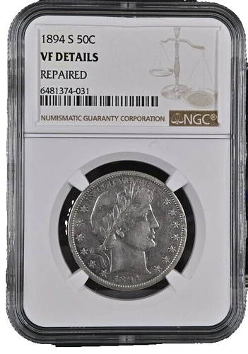 1894 S Barber Half Dollar NGC VF Details Repaired 90% Silver 50c US Type Coin