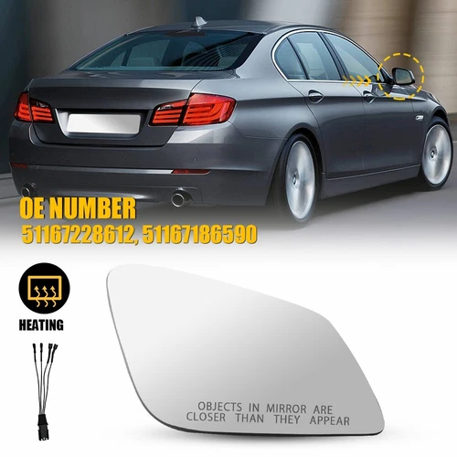 Passenger Right Side Mirror Glass for 2010-2016 BMW 528 550 535 4Pin