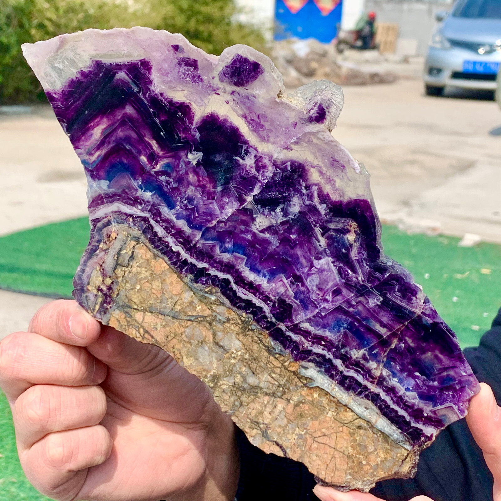 1.21LB Natural Rainbow Fluorite Rough Crystal Slice Specimens