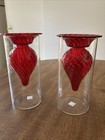 Elegant Party lite Ruby Red Clear Art Glass Reed Diffuser Red Clear Art Glass