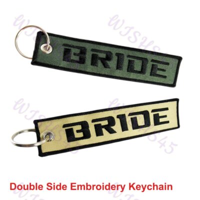 Embroidery JDM BRIDE RACING DOUBLE SIDE Racing Cell Holders Keychain Keyring X2
