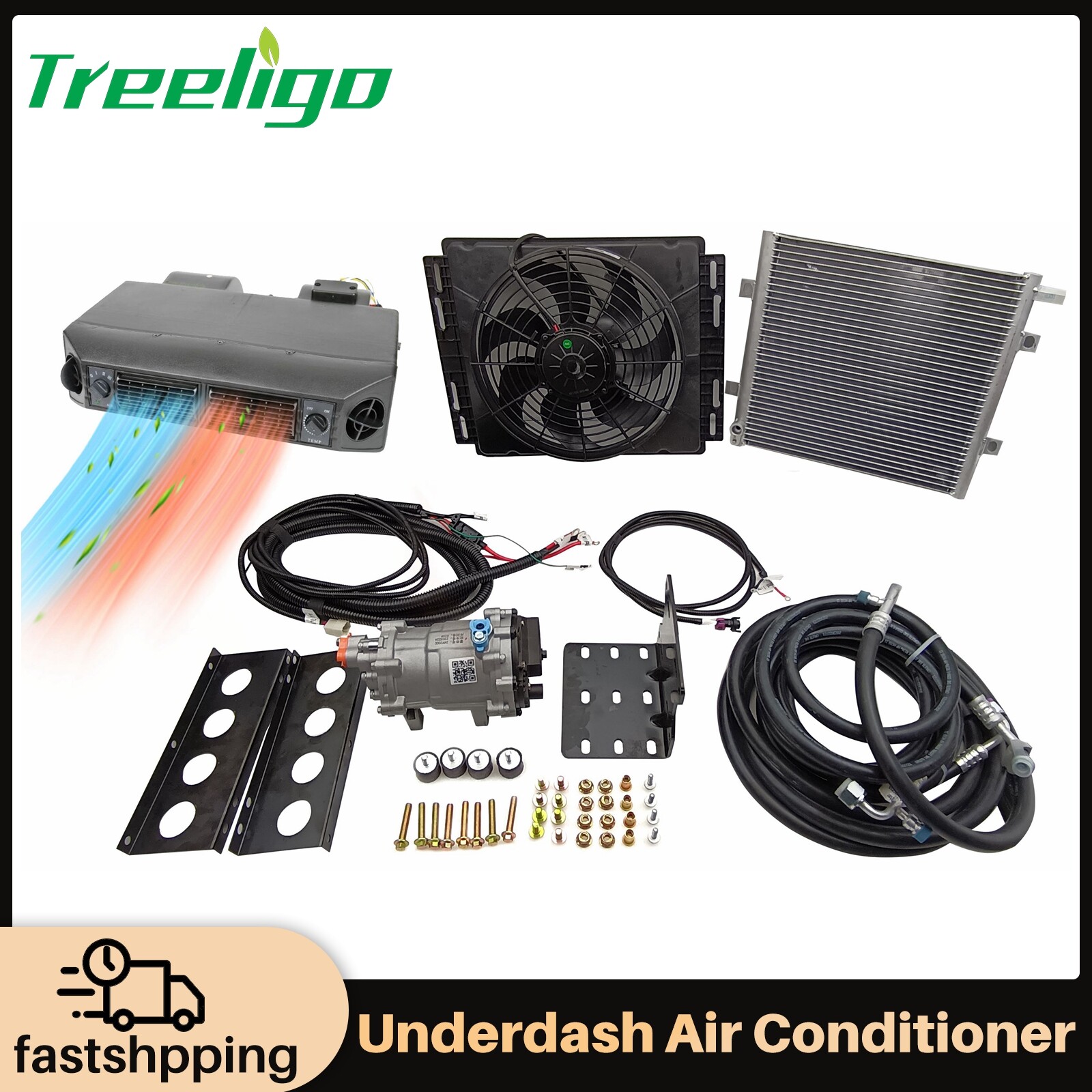12V Cool&Heat Electric Universal Underdash Air Conditioner D
