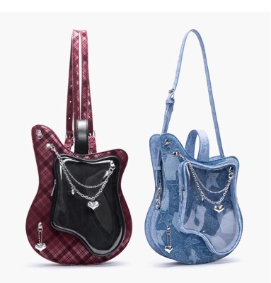 Guitar Shape Ita Bag Y2K Chain Shoulder Bag Creative Cool