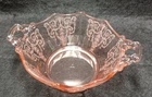 Vintage Cambridge Pink Depression Glass Etched Double Handle Candy Dish