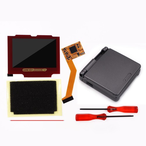 For Nintendo Red Lens Game Boy Advance SP IPS V2 LCD Backlit Kit W/Pre-cut Shell - Picture 4 of 48