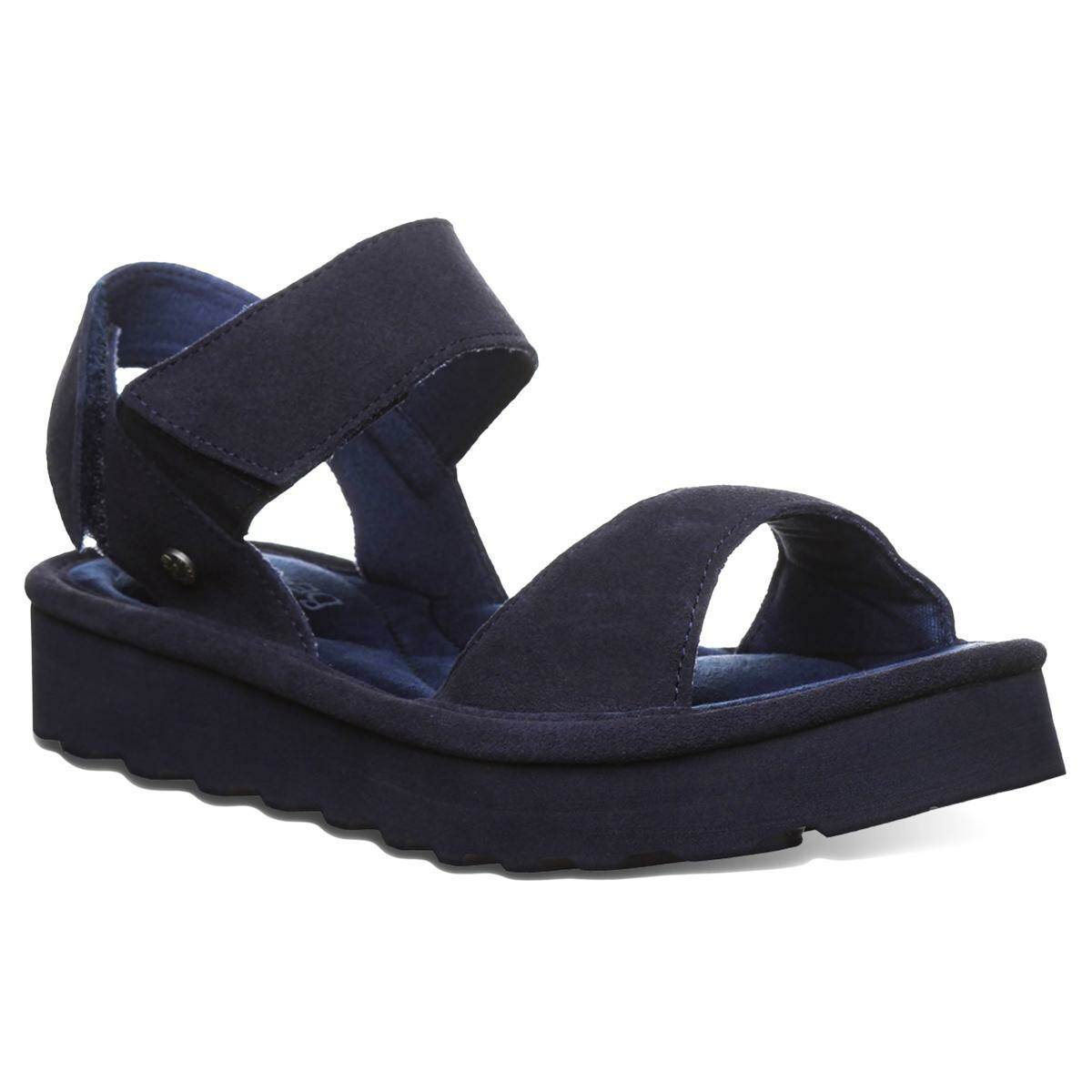 BEARPAW® Crest Suede Slide Adjustable Sandals Cadet Blue US 7 EUR 38 New