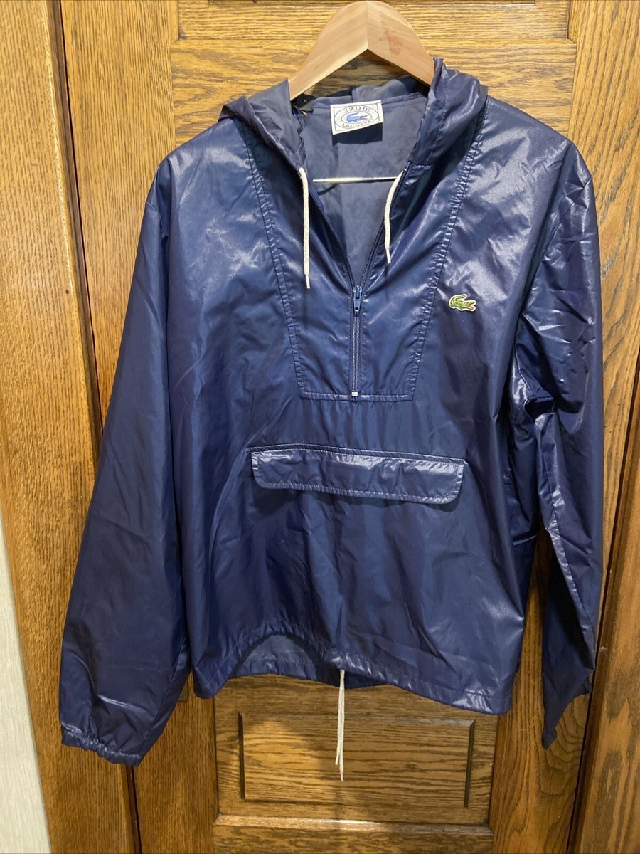 Vintage Lacoste Jacket Adult Blue Windbreaker Kangaroo Pouch Croc