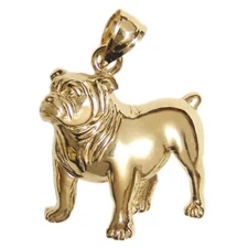 New 14k Yellow Gold Bulldog Pendant