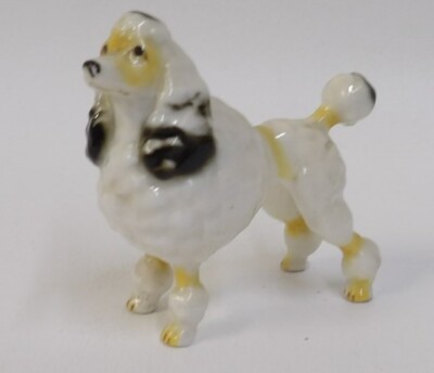 Little Black Yellow White Standard Poodle Dog Figurine