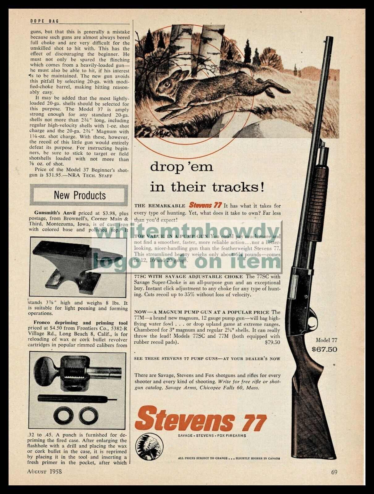 Zephyr Upland-King Shotgun 1958 Advertisement Gun Print Ad Vtg