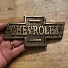 Chevrolet Sign Patina Plaque Chevy Auto Car Truck Hotrod Camaro Silverado BRASS